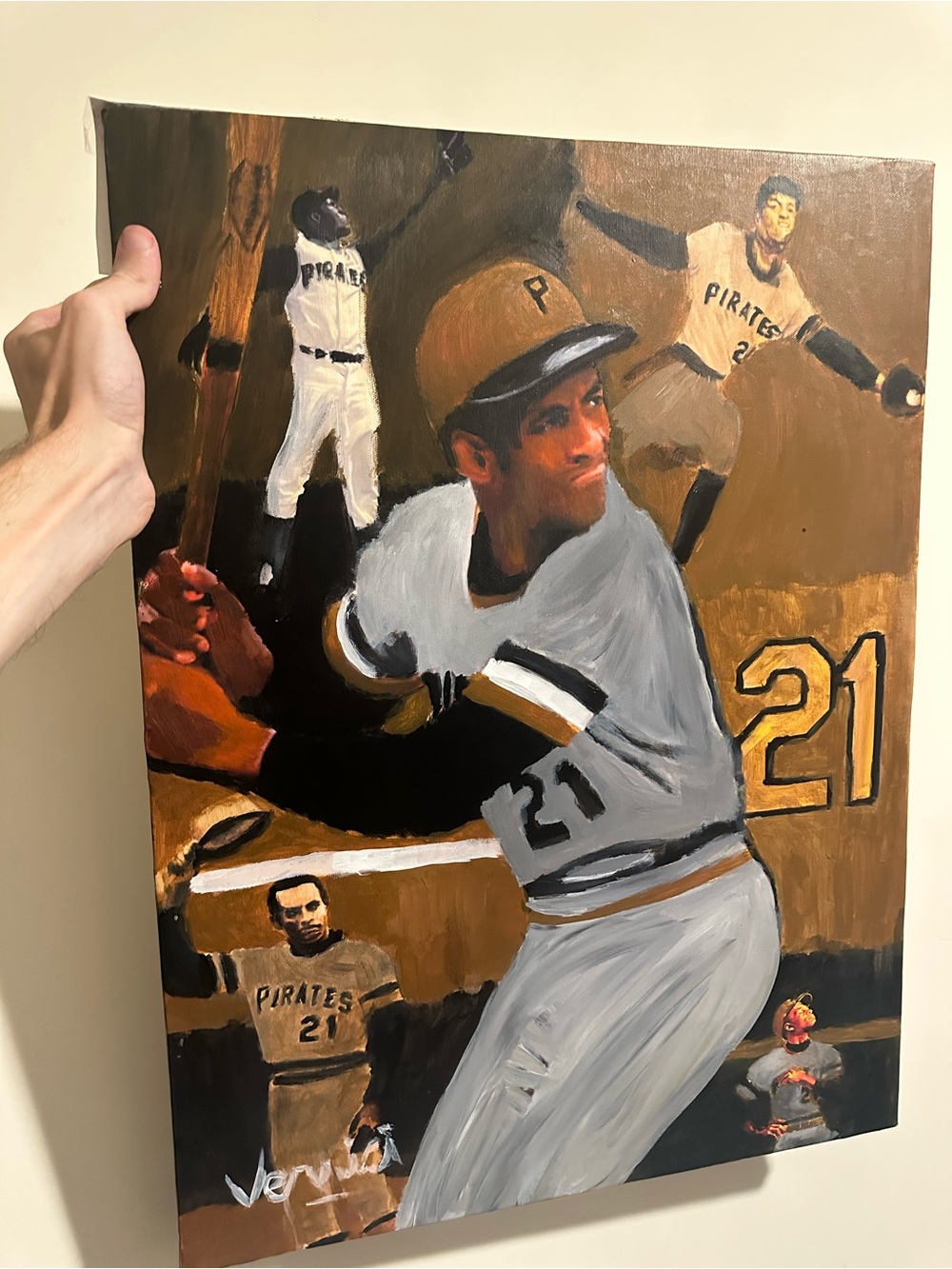 Roberto Clemente 18x24 Baseball Player Art Painting on canvas 1/1